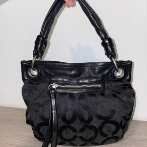 Coach Black Signature Jacquard Shoulder Bag